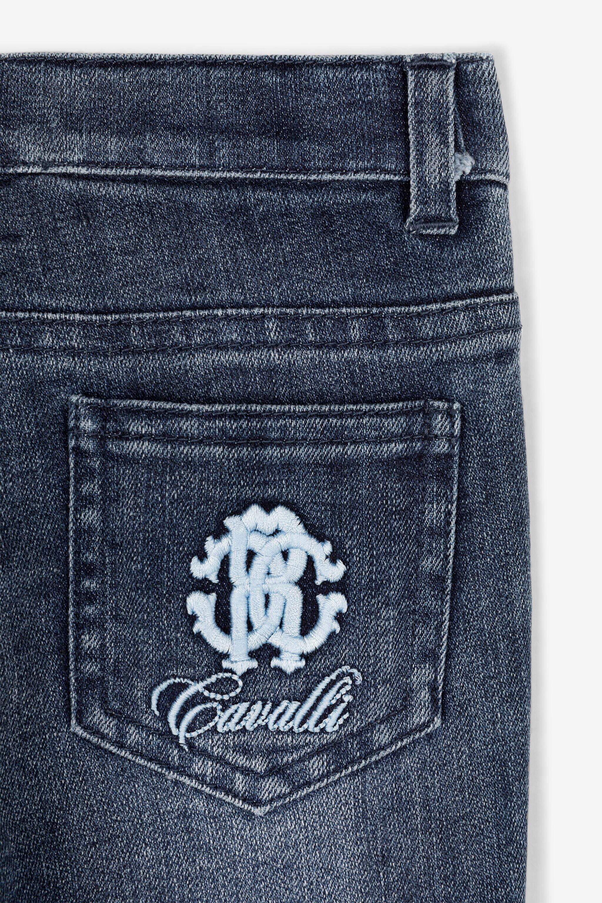 JU Monogram-embroidered denim jeans JU Monogram-embroidered denim jeans Dark blue QJJ206-DS015