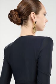 RC Black Midi Dress With Ruffles Black VWT153-LL002