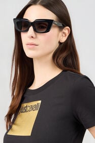 JC Lunettes de soleil à monture affirmée SHINY BLACK VALD31-ID273