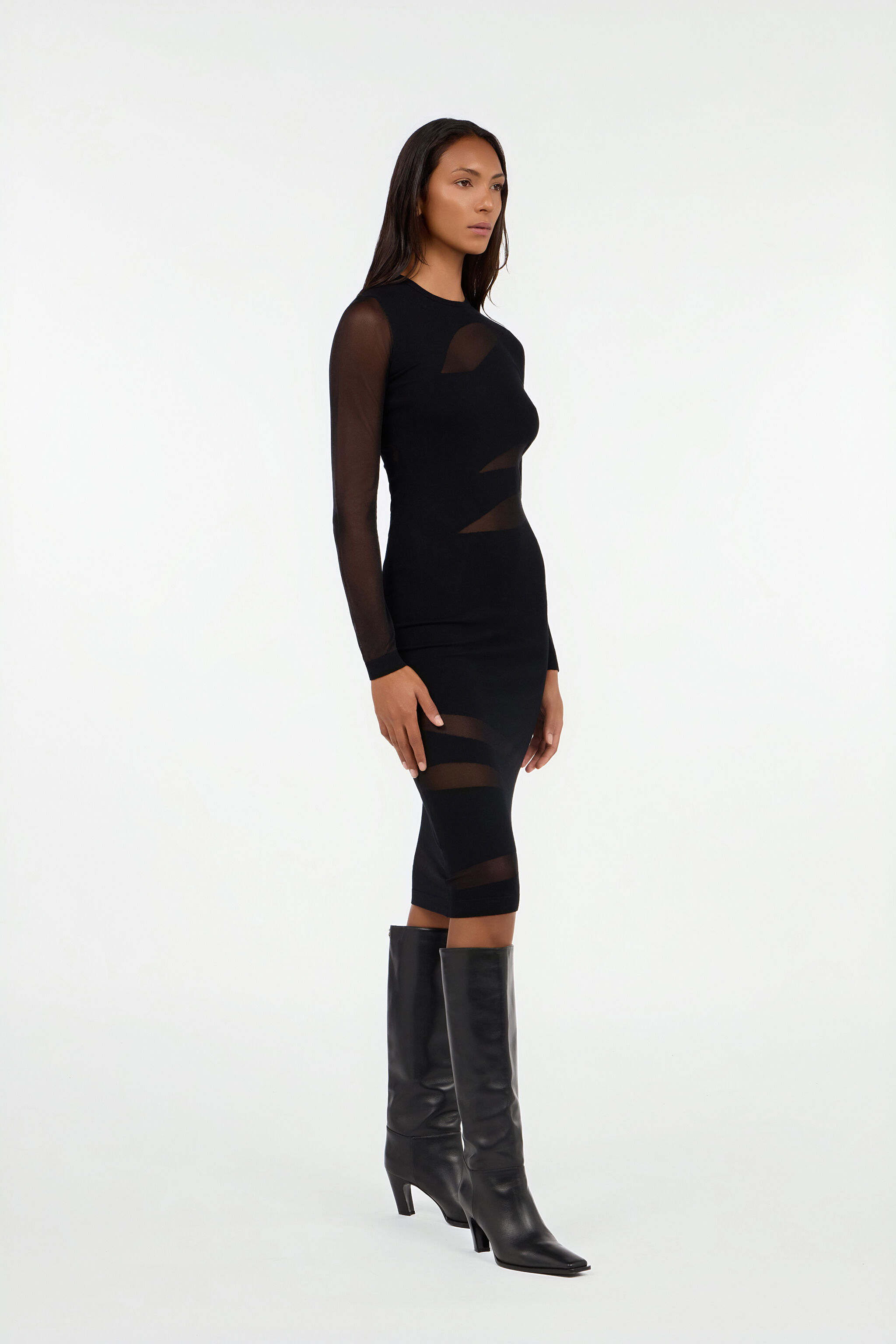 JC Midi dress in black with two-tone pattern JC Midi dress in black with two-tone pattern BLACK VFT259-VF406