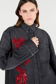 RC Chemise Avec Broderie Et Paillettes Noir/Rouge VQJ161-DN001