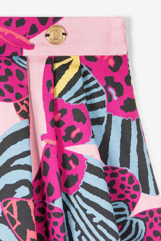 JU Pleated Butterfly-Print Cotton Skirt JU Pleated Butterfly-Print Cotton Skirt Fuchsia PJT305-9NE44