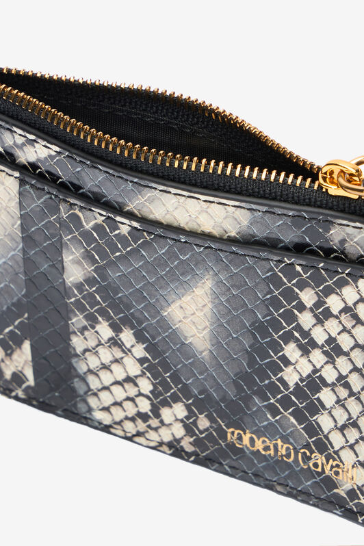 RC Printed leather cardholder with zip Black/White TKA005-PZ02S