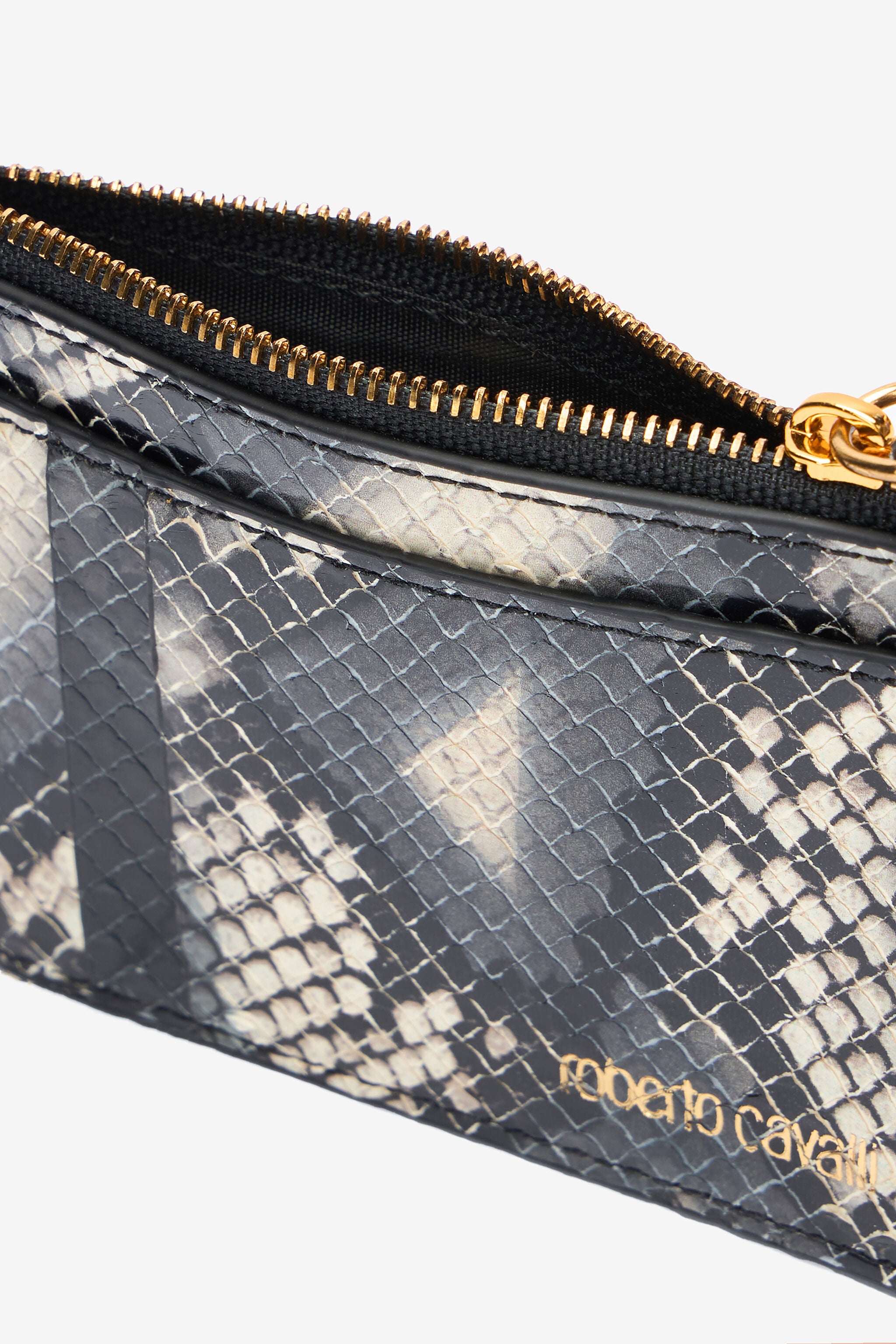 RC Printed leather cardholder with zip Black/White TKA005-PZ02S