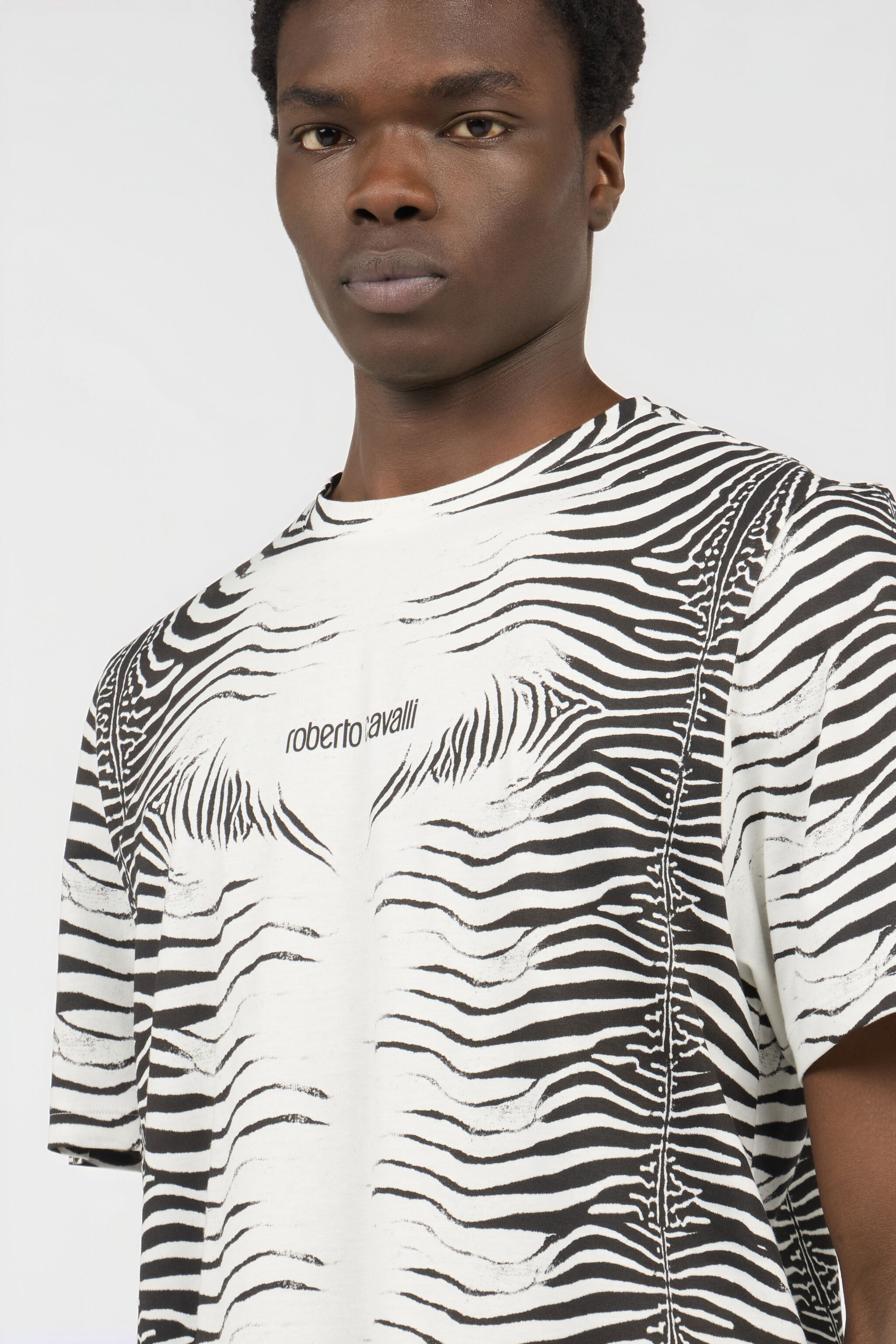Zebra Print T-Shirt in WHITE/BLACK ZEBRA for Men | Roberto Cavalli®