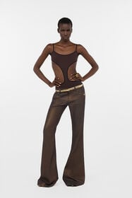 RC Brown One-piece Swimsuit with Cut-out CHOCOLATE WWW007-LL030