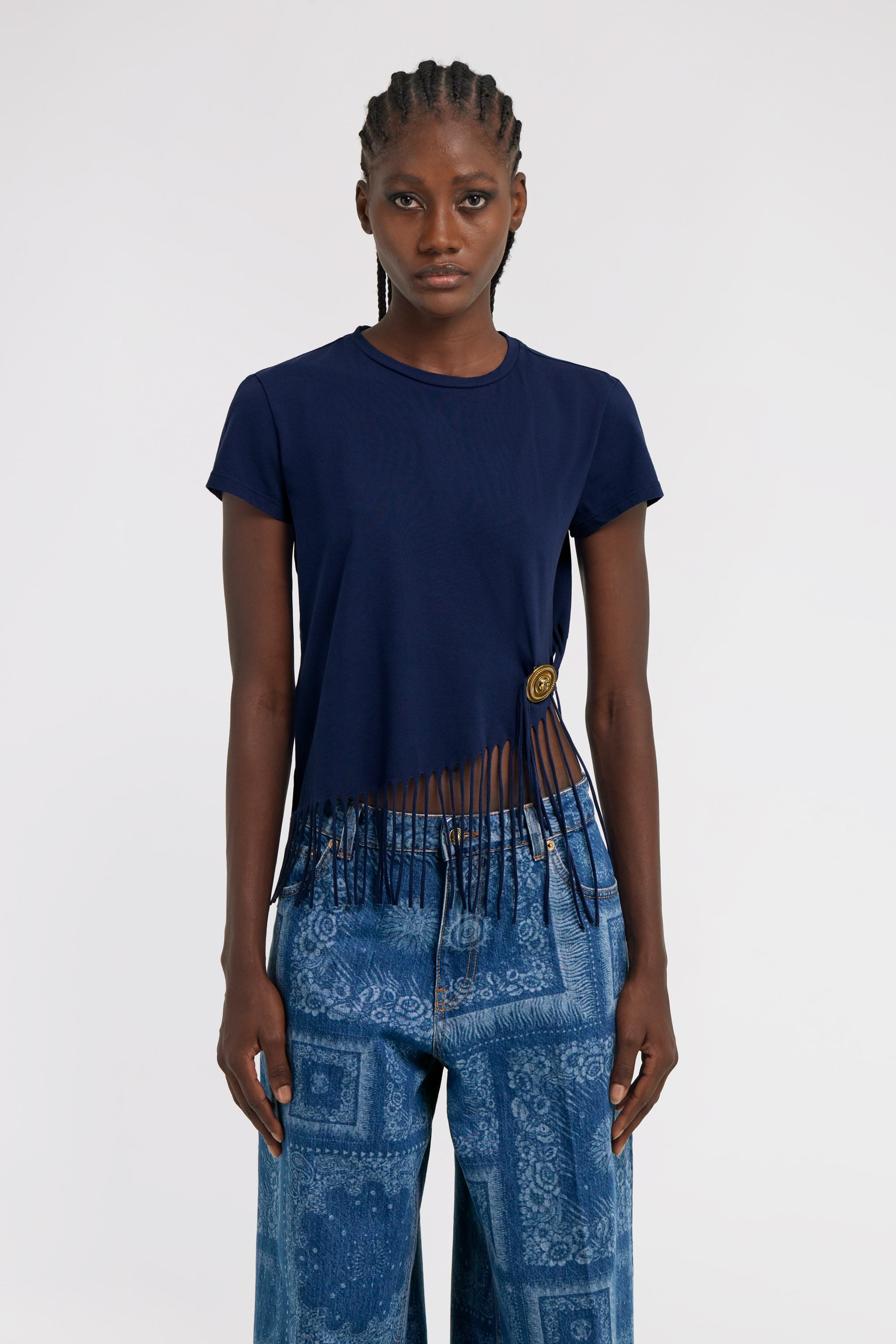 RC T-shirt with fringing RC T-shirt with fringing Dark blue TKT60D-JD061
