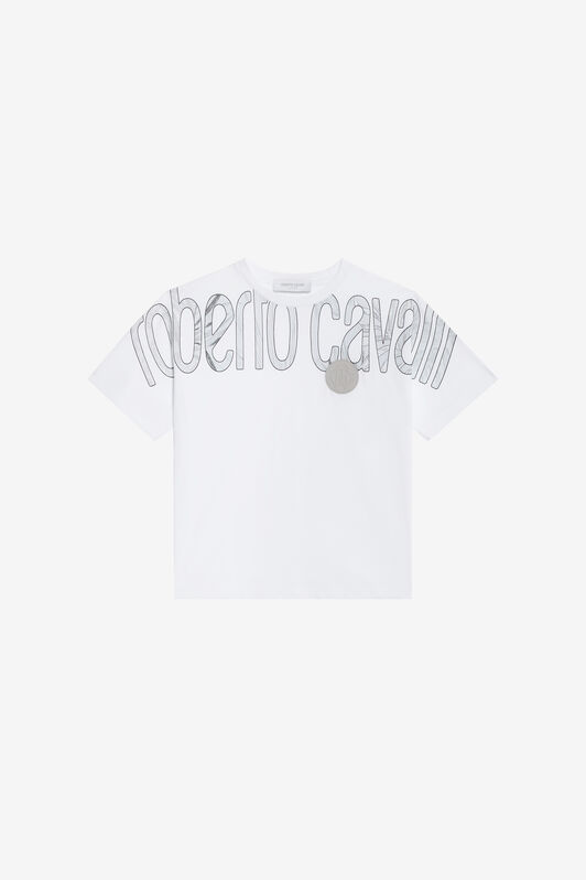 JU Logo Print Cotton T-shirt OPTICAL WHITE VJT60O-JD001