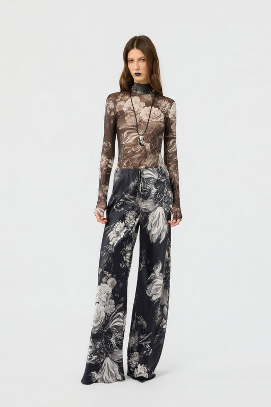RC Silk Trousers with Fiammingo Flowers Print RC Silk Trousers with Fiammingo Flowers Print BLACK/GREY XWT201-SZT77
