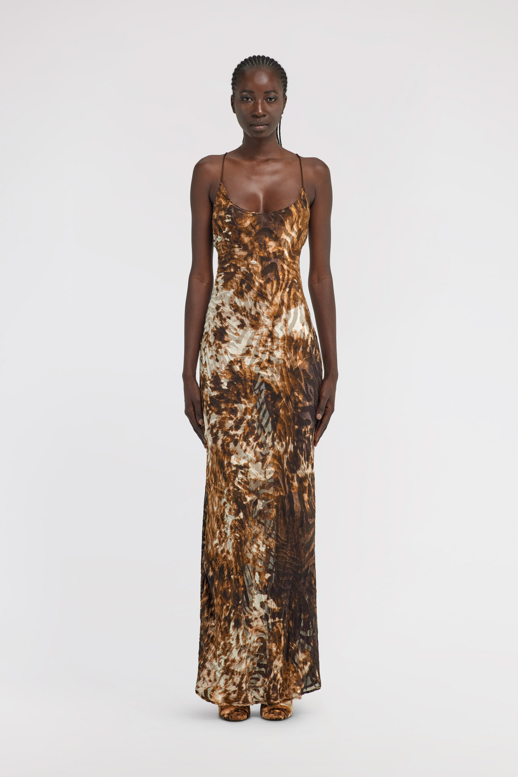 Appaloosa Print Slip Dress in Brown for Women | Roberto Cavalli®