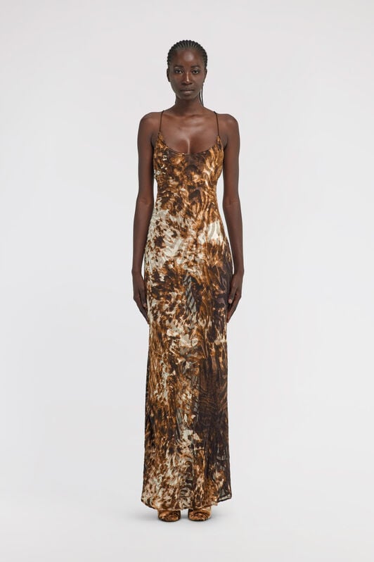 RC Appaloosa Print Slip Dress RC Appaloosa Print Slip Dress Brown TKT102-HEN08