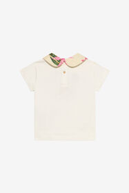JU T-shirt with floral collar MILKY WHITE VJT601-JD001