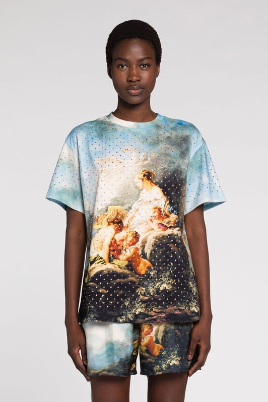 RC Crystal Hotfix T-Shirt mit Malerei-Print RC Crystal Hotfix T-Shirt mit Malerei-Print Hellblau RYT601-3PG38