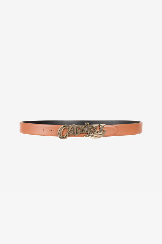 RC Logo-buckle leather belt Brown QRC005-PZ132