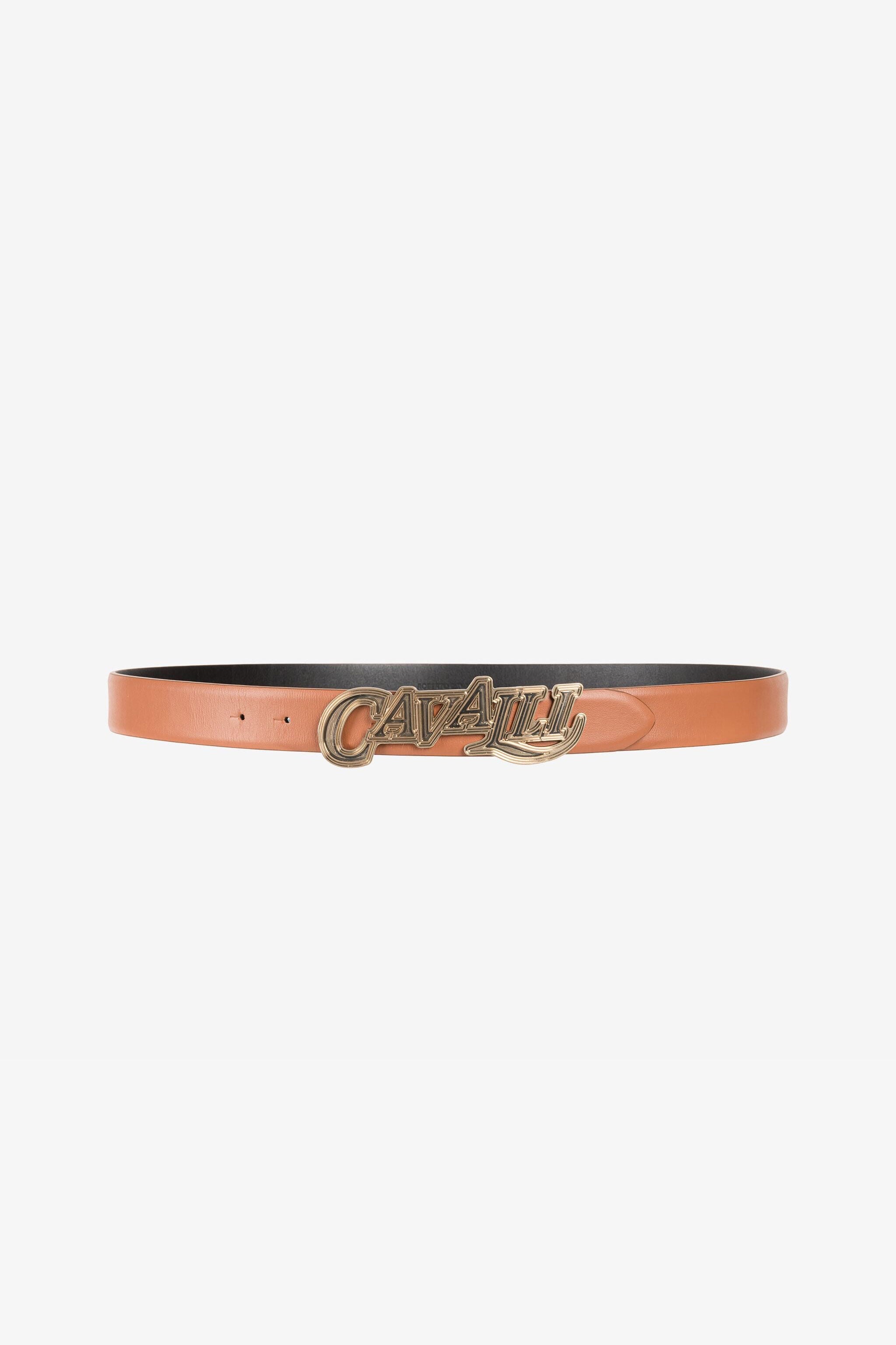 RC Logo-buckle leather belt Brown QRC005-PZ132