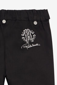 JU Schwarze Hose mit gesticktem Logo BLACK XJT21Z-RN001