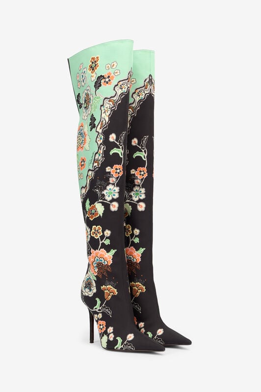 RC Boots in Silk with Kimono Print RC Boots in Silk with Kimono Print BLACK/GREEN VKS019-SE380