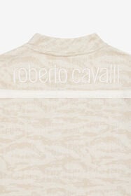 JU Zip-Up Sweatshirt With Tiger Skin Print Ivory UJT68E-5OO44