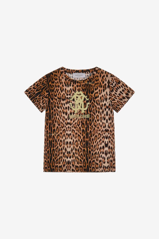 JU Leopard Print Logo Tee JU Leopard Print Logo Tee Light brown SJT625-JFF65