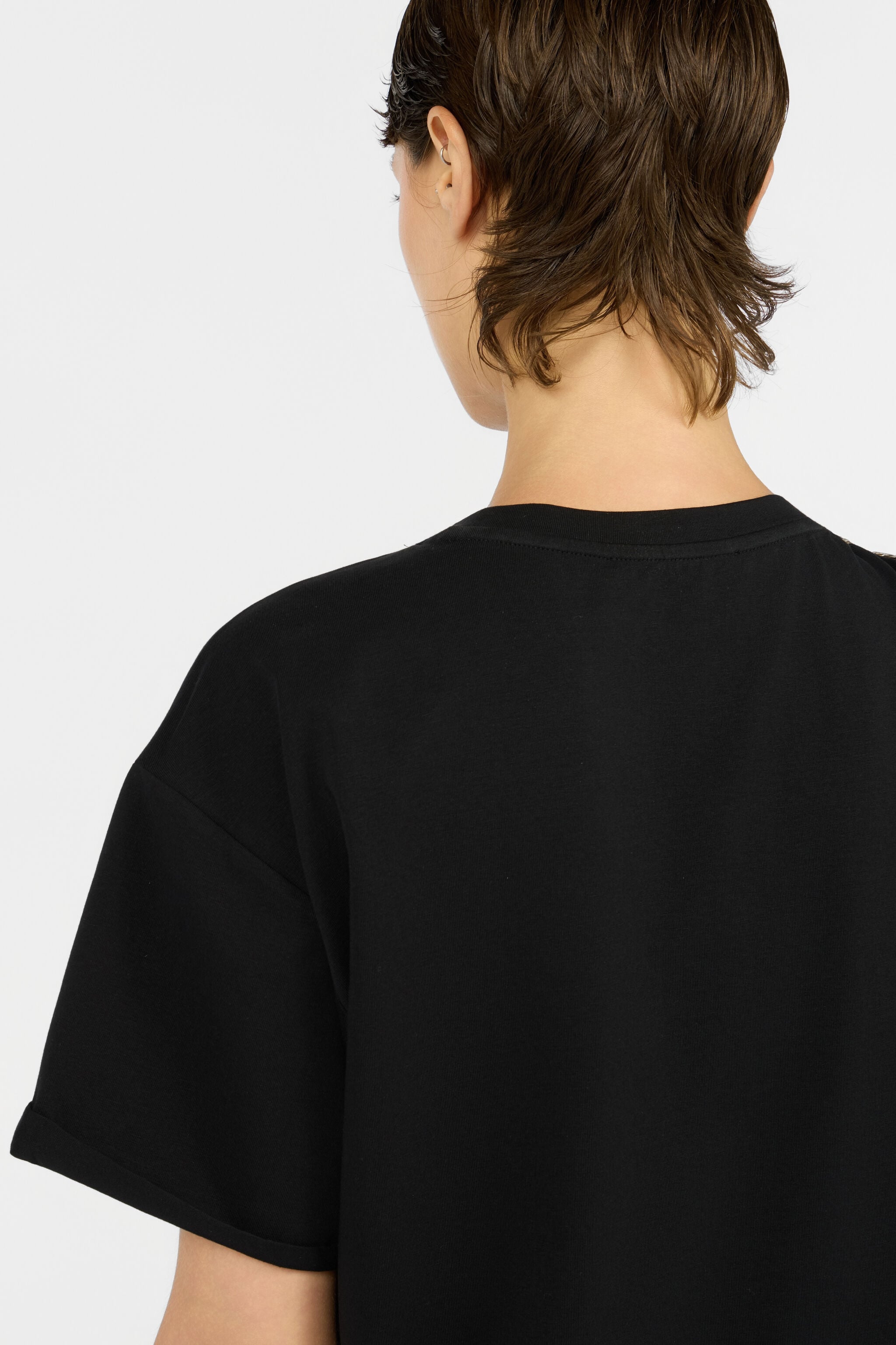 RC Baumwoll-T-Shirt mit Schmuckdetail RC Baumwoll-T-Shirt mit Schmuckdetail BLACK XQT607-JD006