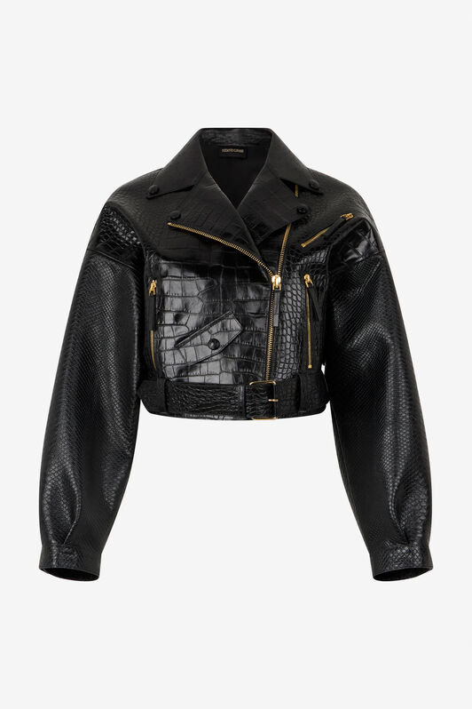 RC Giacca Biker In Pelle Nera BLACK XWP800-PN002