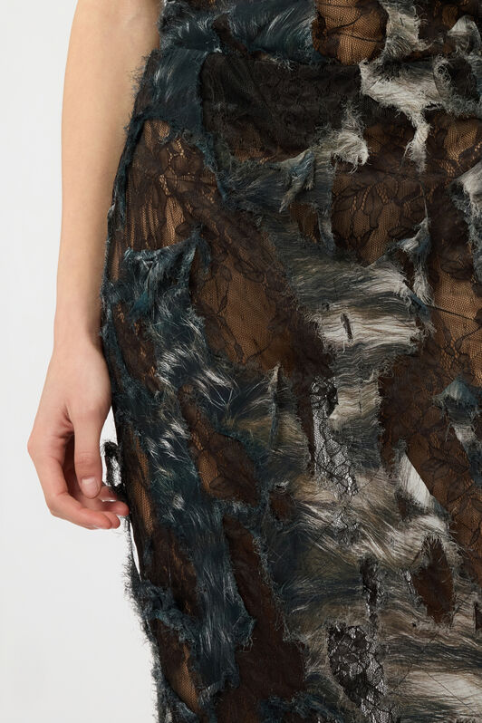 RC Rock mit Furprint auf Spitze im Destroyed-Effekt BLACK/BEIGE XWT314-7HT79