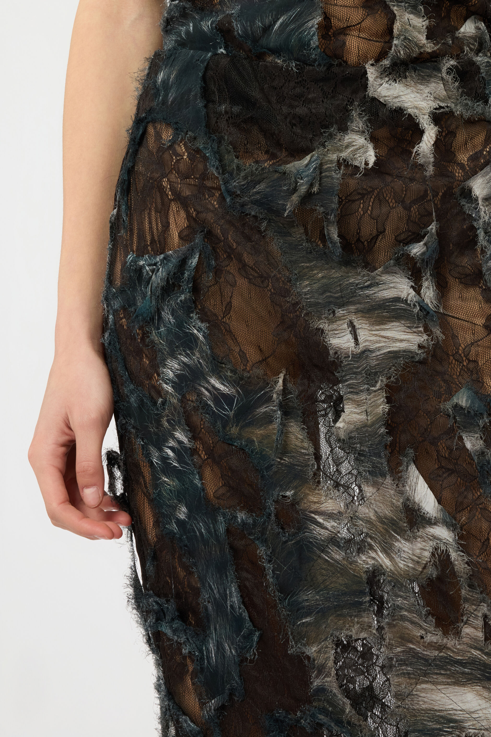 RC Rock mit Furprint auf Spitze im Destroyed-Effekt BLACK/BEIGE XWT314-7HT79