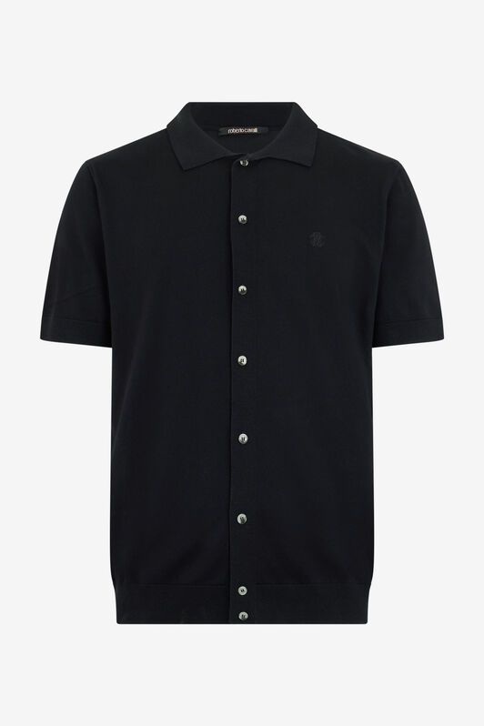 RC Black Knitted Polo Shirt with Monogram RC BLACK SOT71D-VI044
