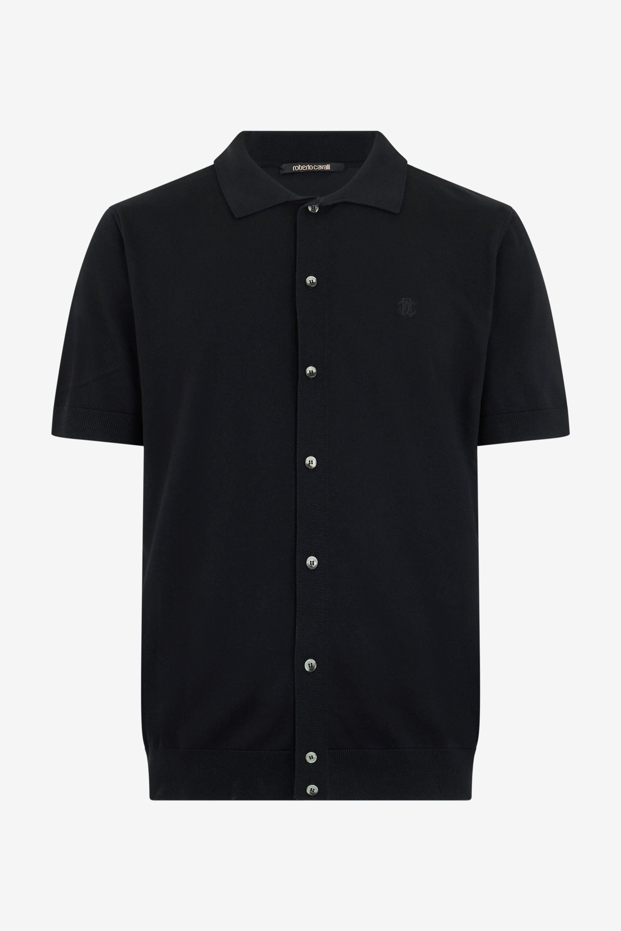 RC Black Knitted Polo Shirt with Monogram RC BLACK SOT71D-VI044