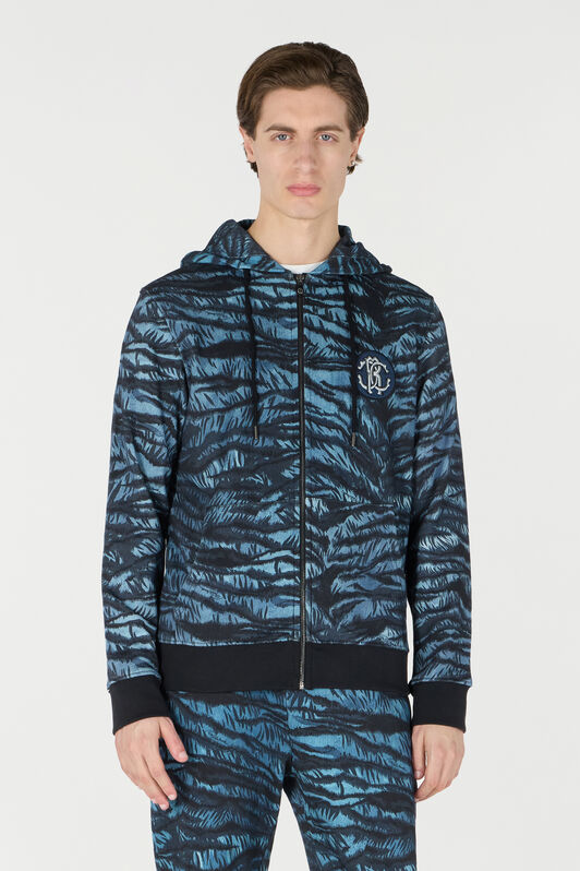 RC Hoodie with Tiger Skin Print BLUE OOT69B-5OO65