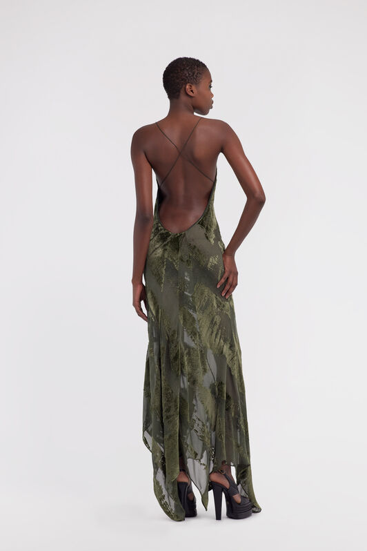 RC Long devore dress Dark green SKT160-VL041
