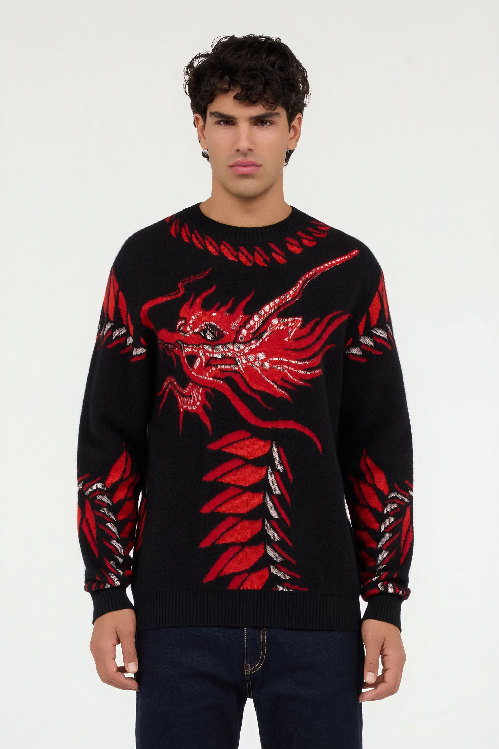 RC Black Sweater with Red and White Dragon RC Black Sweater with Red and White Dragon BLACK WHITE RED VNM603-MQ013