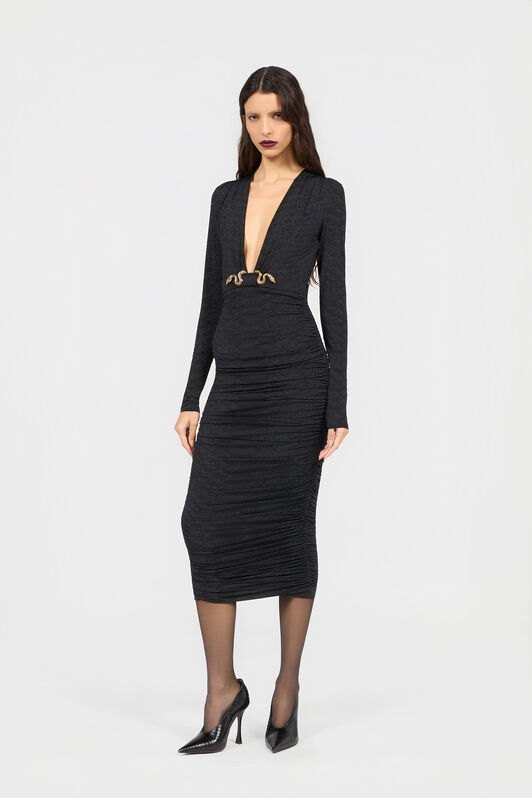 RC Serpentine Print Midi Dress RC Serpentine Print Midi Dress BLACK XQT122-NLS36