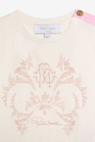 JU Cream T-Shirt with Monogram RC MILKY WHITE VJT62L-JD001