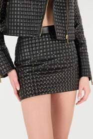 RC Quilted Leather Miniskirt Black VQP301-PN001
