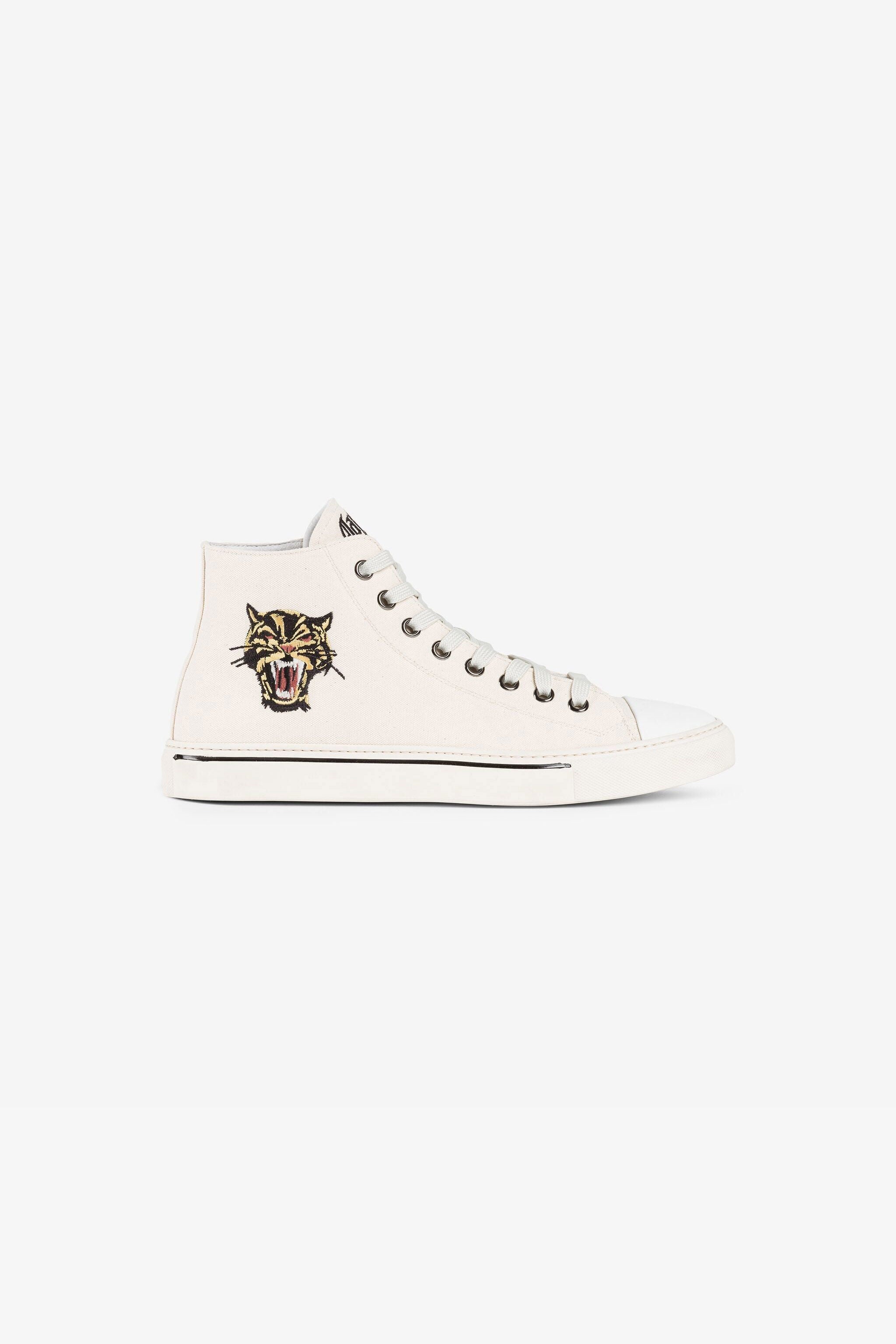 RC Hi-Top-Sneakers mit Jaguar und Logostickerei RC Hi-Top-Sneakers mit Jaguar und Logostickerei Elfenbein QRS133-LG112