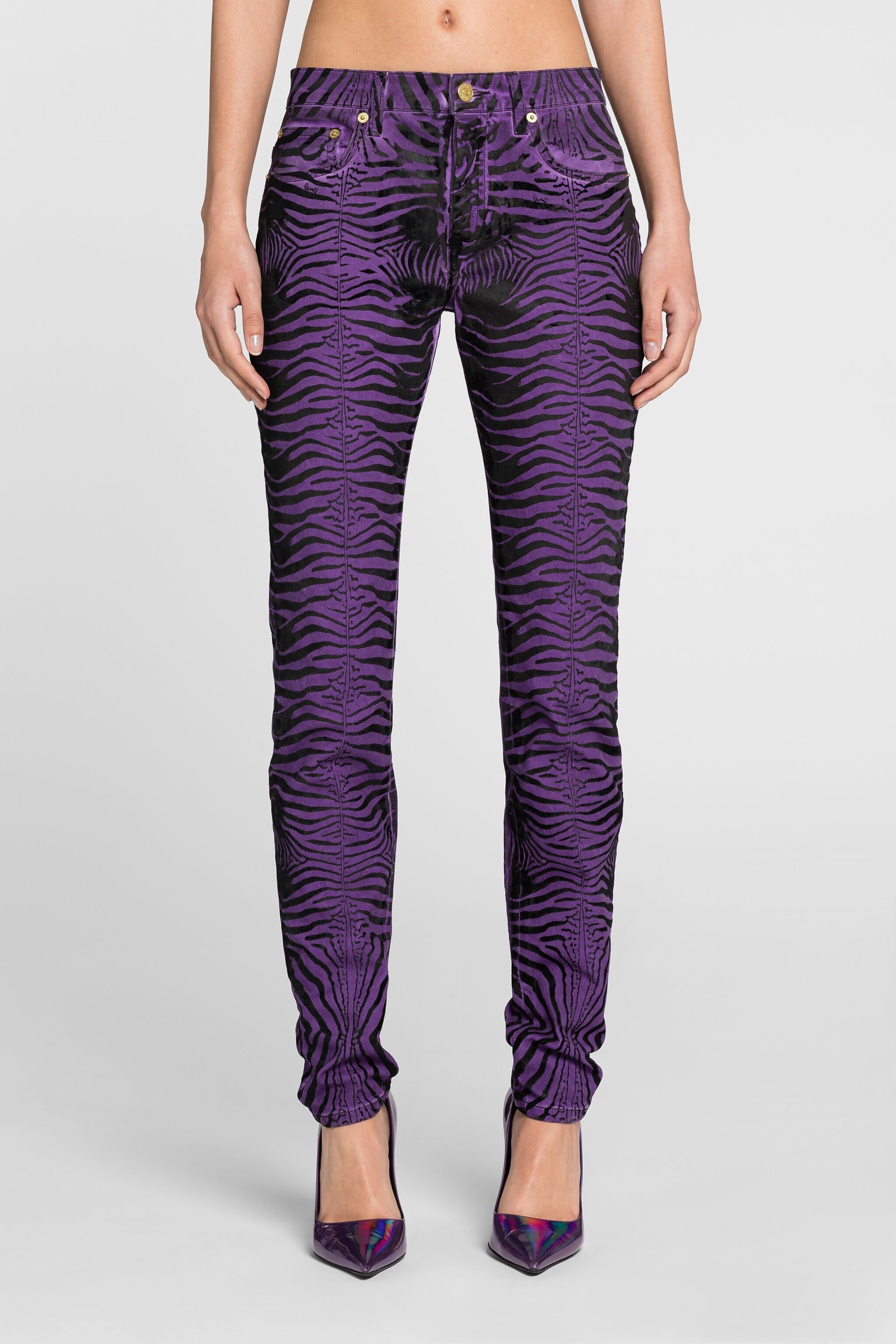 RC Zebra-Print Slim-Fit Jeans RC Zebra-Print Slim-Fit Jeans Purple PQJ232-DE004