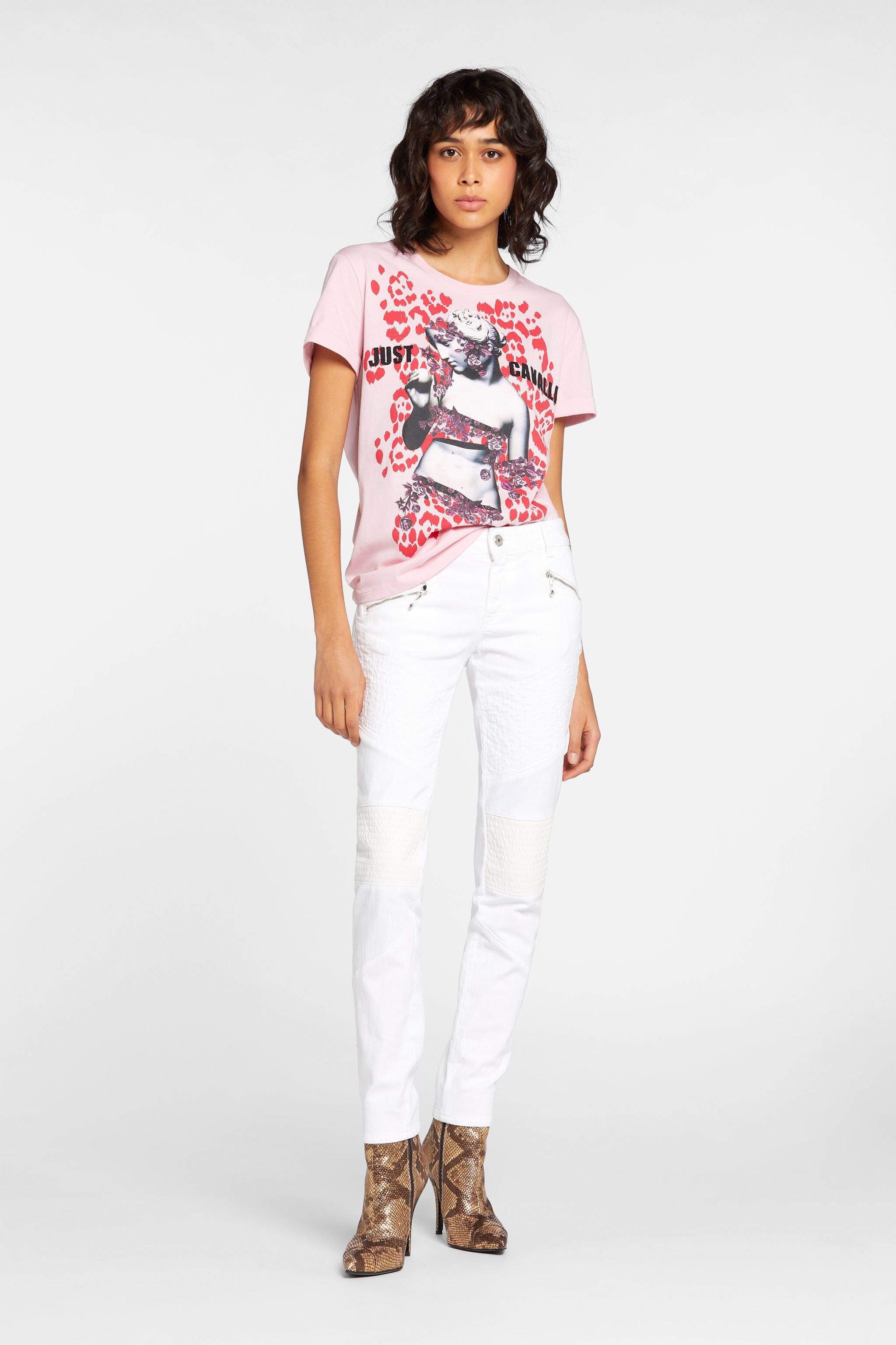 JC Just Cavalli Panelled Straight-Leg Jeans White GKLSCX-ISEER
