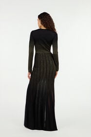 RC Long dress in black and gold with pleated skirt NERO/ORO VWM199-MO007