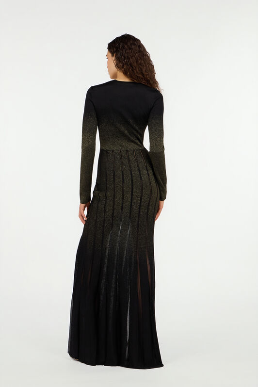 RC Long dress in black and gold with pleated skirt RC Long dress in black and gold with pleated skirt NERO/ORO VWM199-MO007