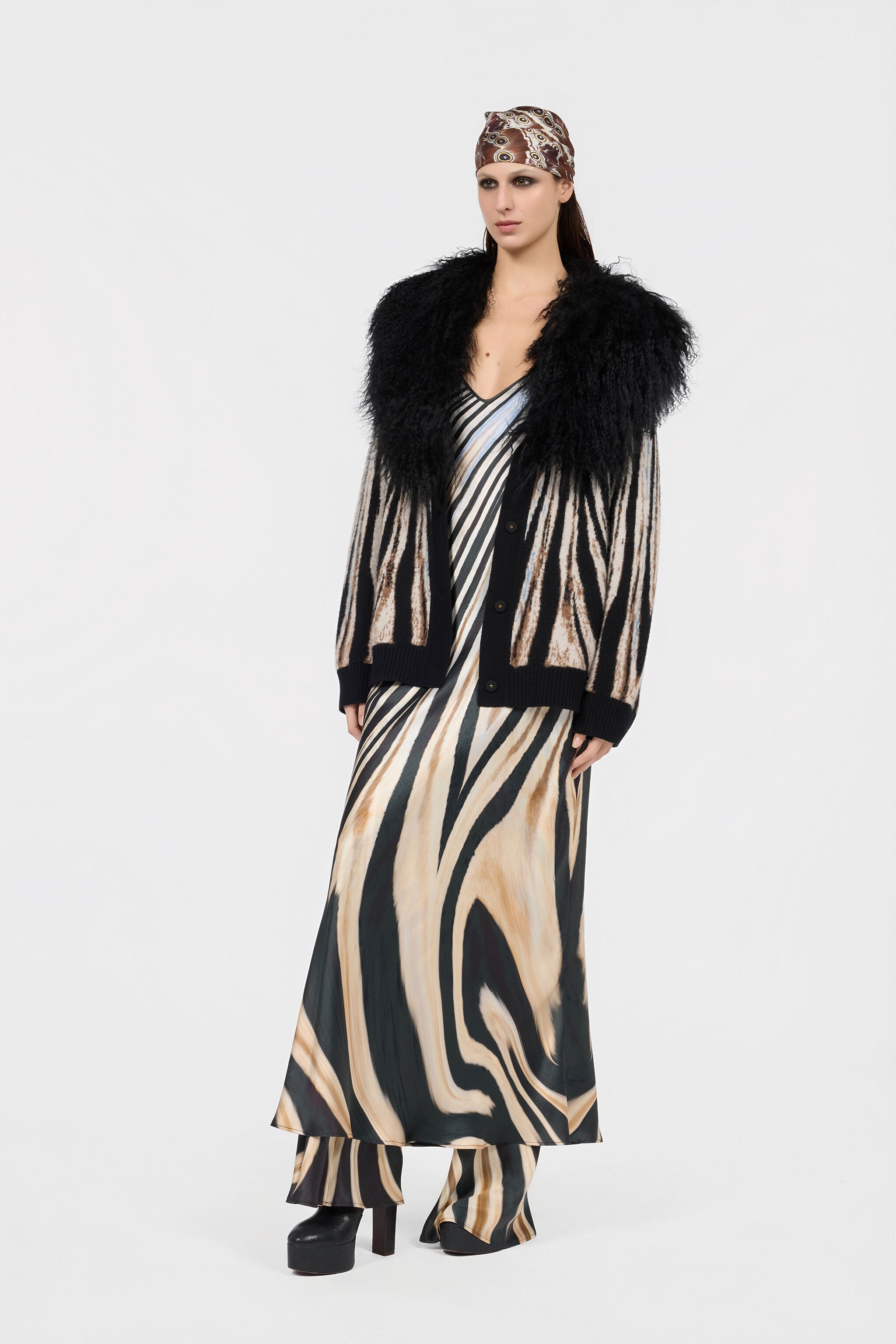 RC Jacquard Cardigan With Zebra Print RC Jacquard Cardigan With Zebra Print NATURAL/BLACK XQM906-MA008
