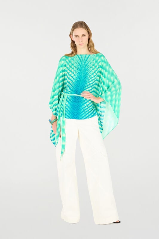 RC Caftan With Belt And All-Over Print RC Caftan With Belt And All-Over Print Light green UKT725-KWN47