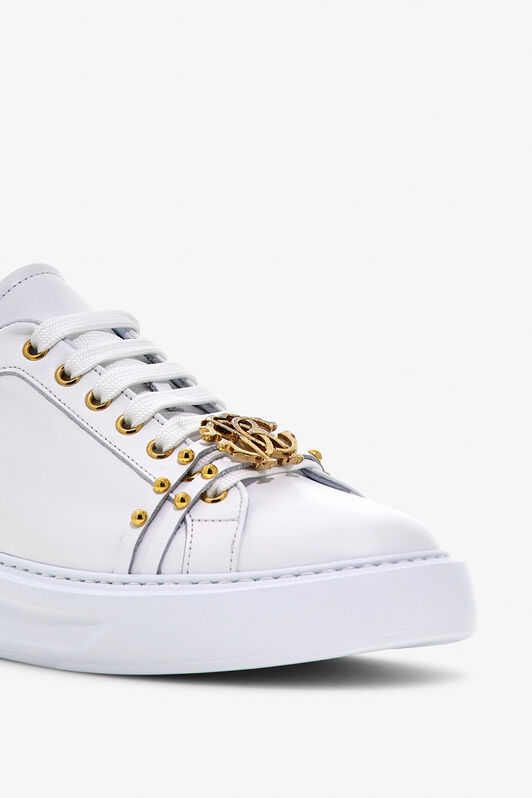 RC Studded Leather Sneakers WHITE/GOLD OOS01B-PZ085