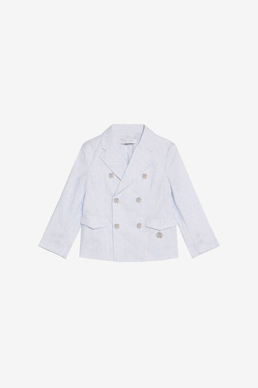 JU Light Blue Tonal Print Double-Breasted Blazer JU Light Blue Tonal Print Double-Breasted Blazer BABY BLUE VJT403-TYP28