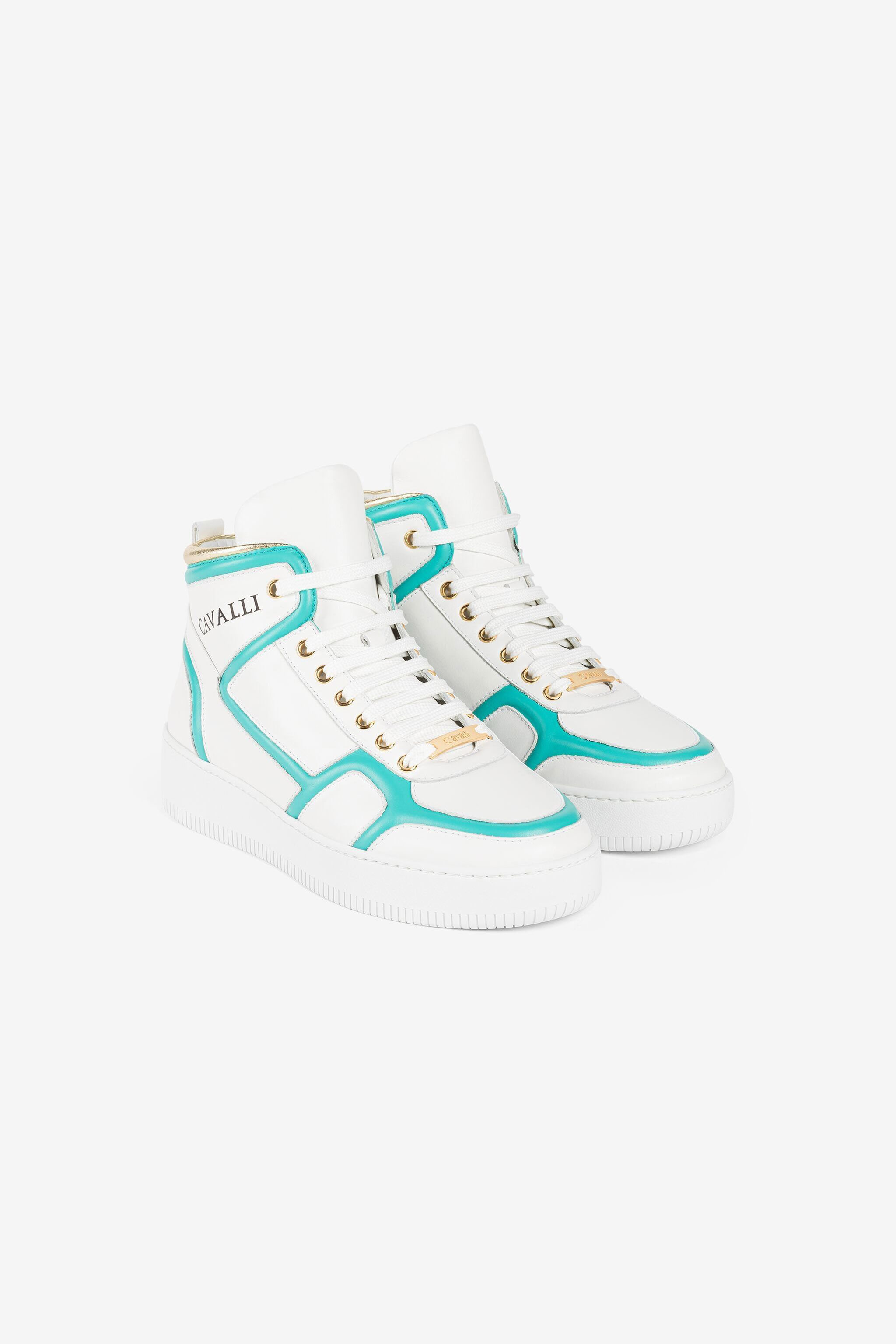 RC Logo-Print Hi-Top Sneakers RC Logo-Print Hi-Top Sneakers WHITE/ACQUA/GOLD/ORO OQS222-PZA25