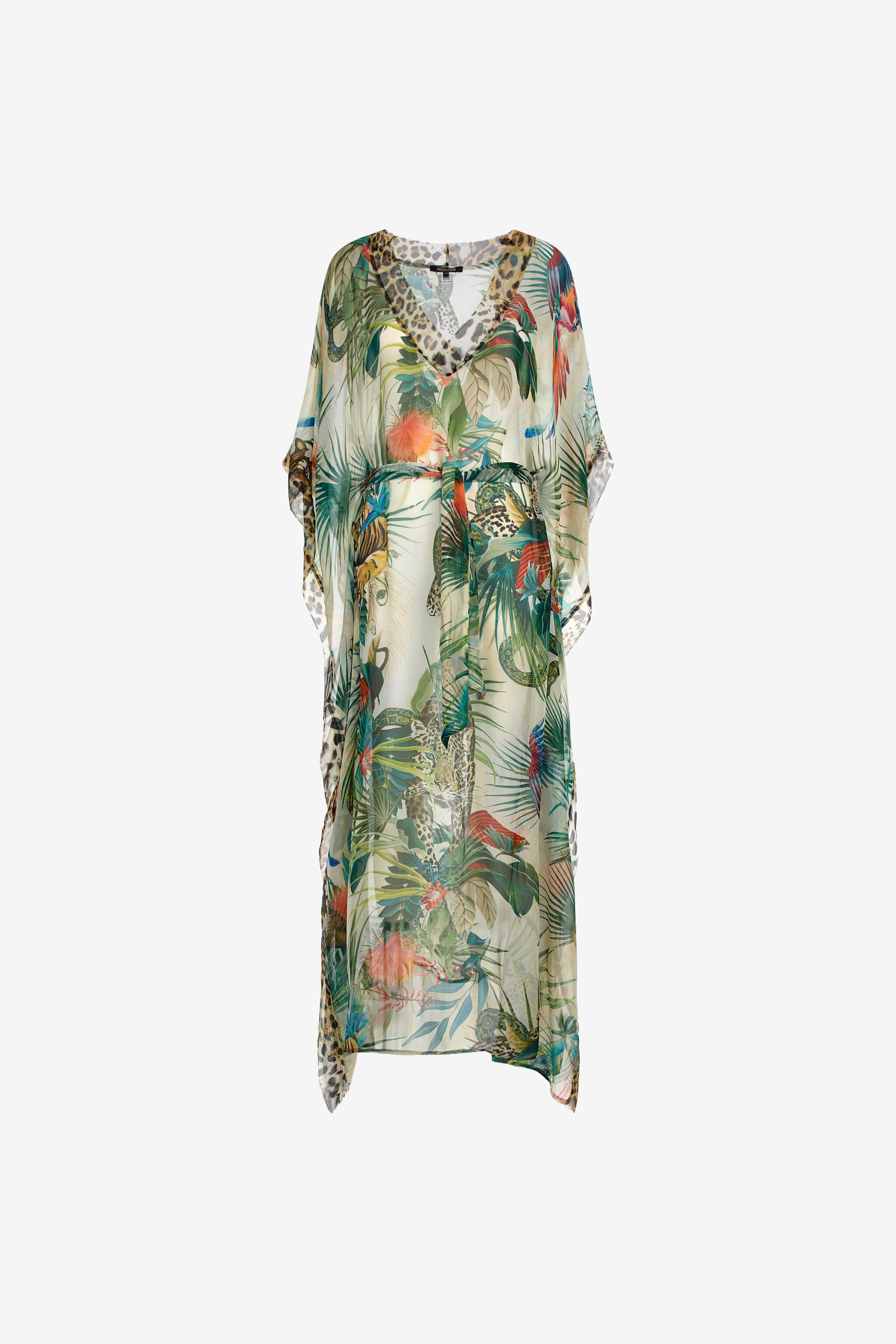 RC Jungle Print Kaftan In Silk Green SYW051-CTI88