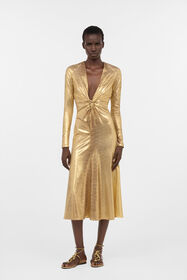 RC Beige Gold Midi Dress with Serpentine Print BEIGE/GOLD WWT111-OOS31