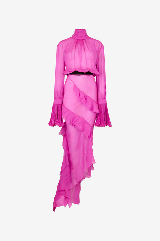 RC Abito In Chiffon Di Seta Rosa RC Abito In Chiffon Di Seta Rosa FUCHSIA XWT148-CC011