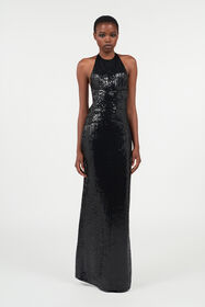 RC Vestido largo de lentejuelas BLACK WKR157-GG001