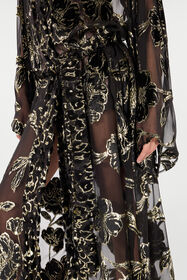 RC See-Through Robe With Floral Pattern RC See-Through Robe With Floral Pattern Black VQT502-FC006